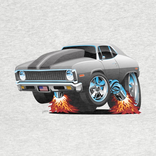 Classic American Muscle Car Hot Rod Cartoon by hobrath